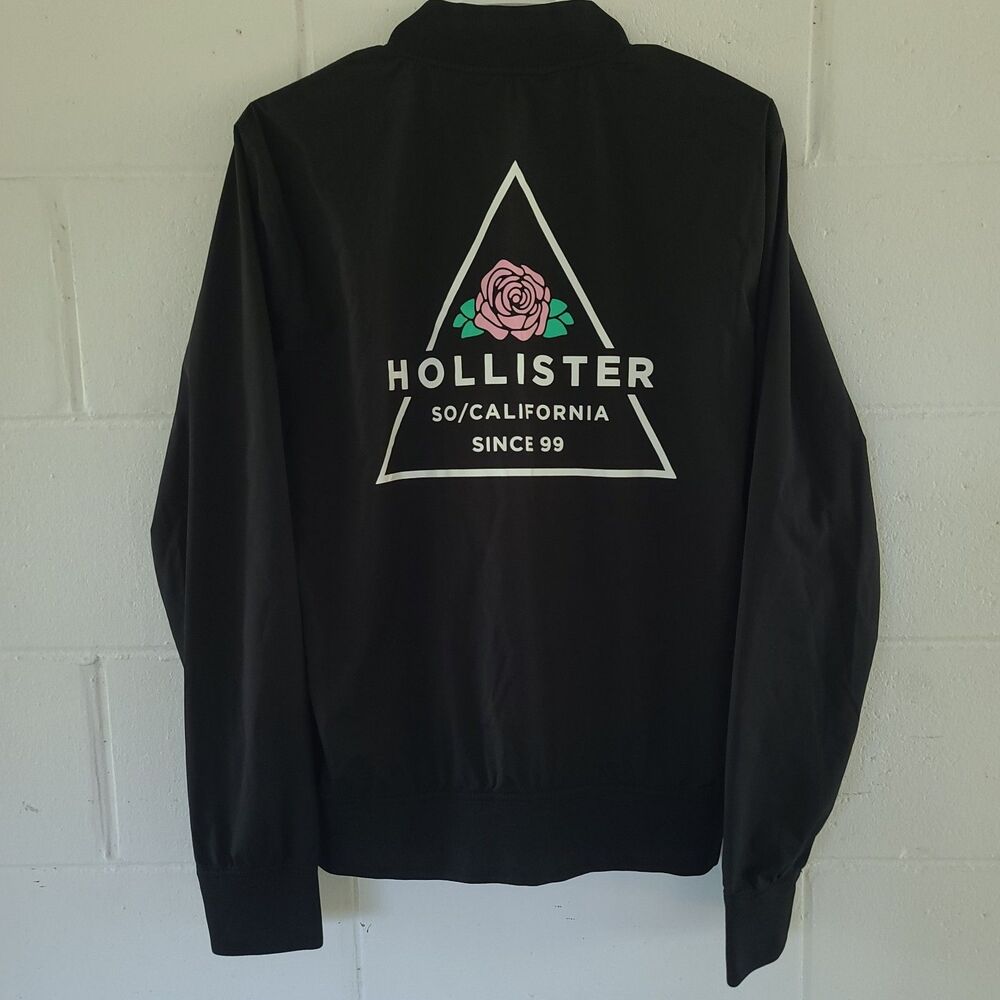 retro Hollister California Size M Black Epic Flex Stretch Windbreaker Jacket EUC - Picture 15 of 16